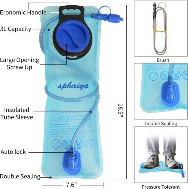 Hydration Bladder 2L-3L Water Storage Bag Reservoir,Military Hydration Pack Replacement for Hiking Biking Climbing Cycling Running Camping Backpack - Image 2